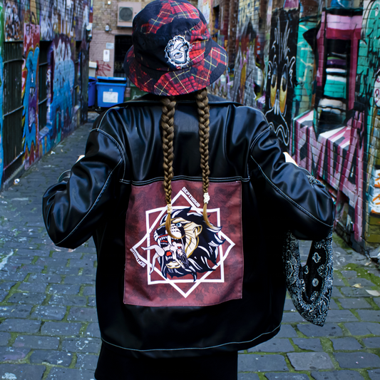 DEPTHOUR Faux Leather Jacket Leo Patch - Zodiac Collection